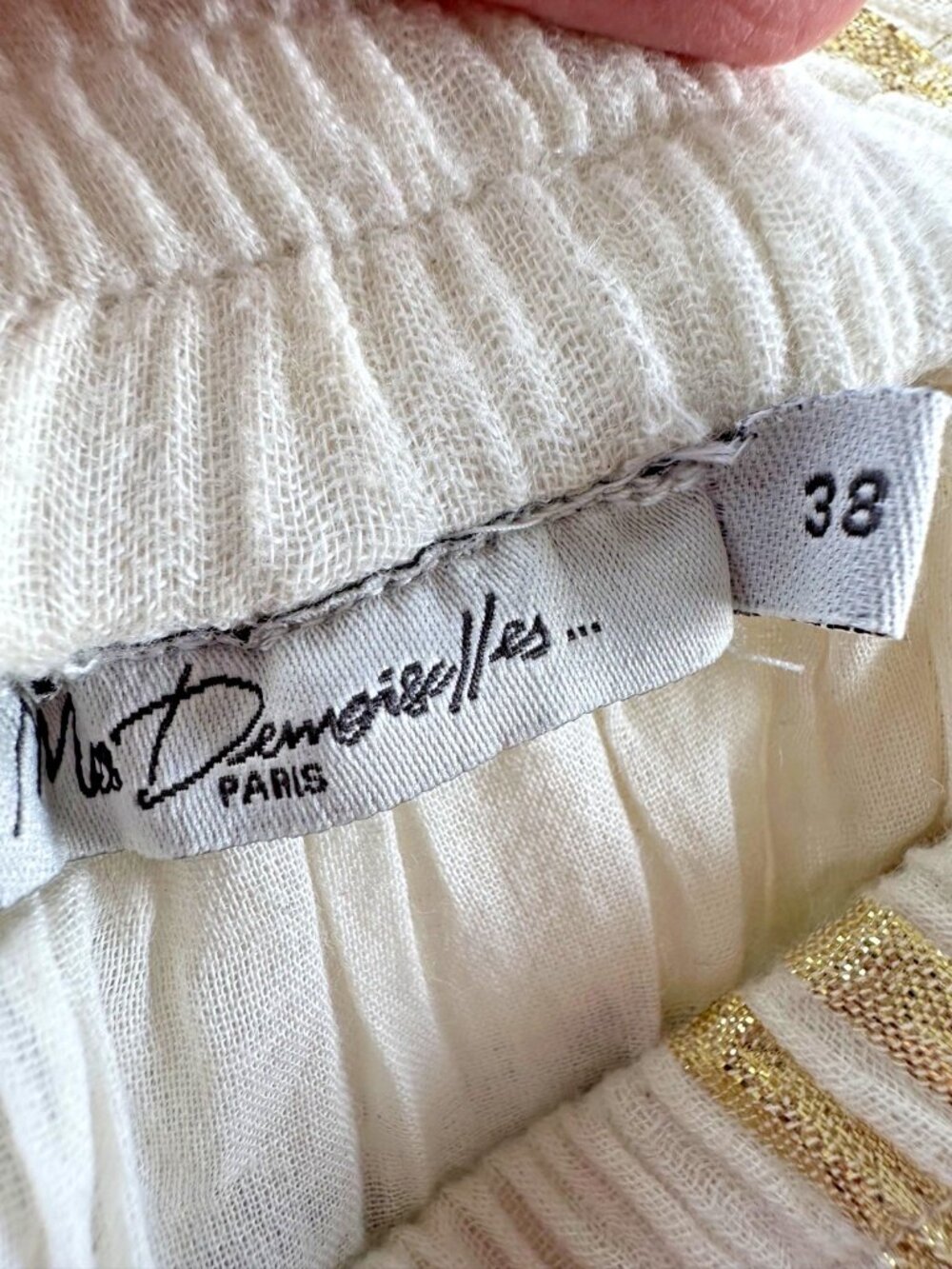 Mes Demoiselles Paris Cotton Lurex Pleated Maxi Skirt Size 38 Cream Gold - Picture 6 of 9